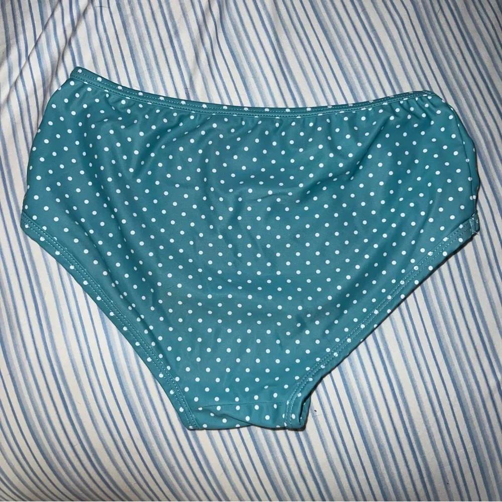 Lily & Londyn Floral Tankini Set with Teal Polka Dot Bottoms